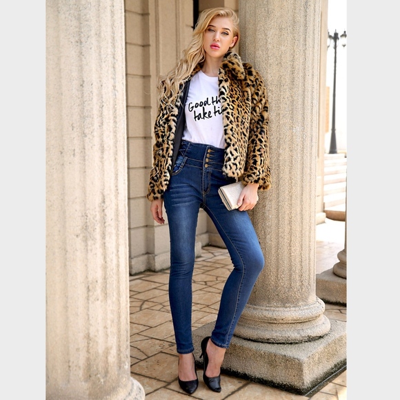 Faux Cheetah Fur Short Jacket - Picture 3 of 8